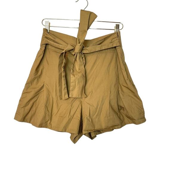 J Crew Tie-waist Cotton Poplin High Rise Short Women 10 Honey Brown Boho - Picture 1 of 7